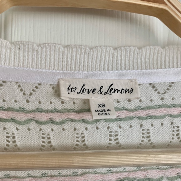 For Love & Lemons White Charleston Crop Balloon Sleeve Cardigan Sweater - Picture 11 of 15